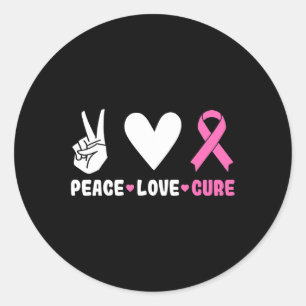 Love Cure Pink Ribbon Breast Cancer Awareness  Classic Round Sticker