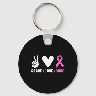 Love Cure Pink Ribbon Breast Cancer Awareness Key Ring