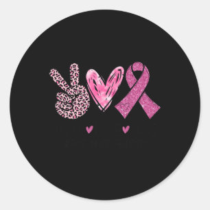 Love Cure Pink Ribbon Breast Cancer Awareness Wome Classic Round Sticker