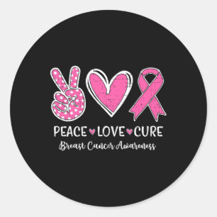 Love Cure Pink Ribbon Breast Cancer Awareness Wome Classic Round Sticker