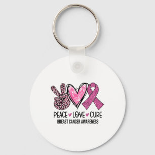 Love Cure Pink Ribbon Breast Cancer Awareness Wome Key Ring