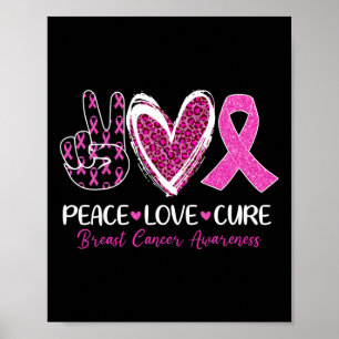 Love Cure Pink Ribbon Breast Cancer Awareness Wome Poster