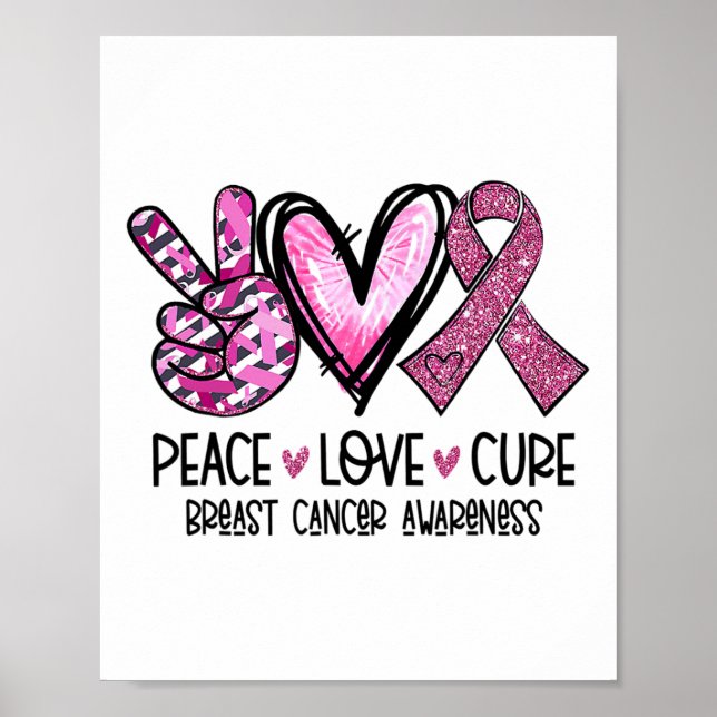 Love Cure Pink Ribbon Cancer Breast Awareness 1  Poster (Front)