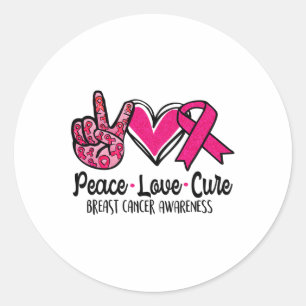 Love Cure Pink Ribbon Cancer Breast Awareness 3 Classic Round Sticker