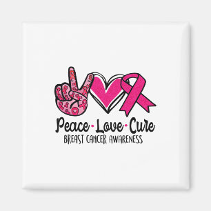 Love Cure Pink Ribbon Cancer Breast Awareness 3  Magnet
