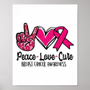 Love Cure Pink Ribbon Cancer Breast Awareness 3 Poster