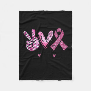 Love Cure Pink Ribbon Cancer Breast Awareness Fleece Blanket