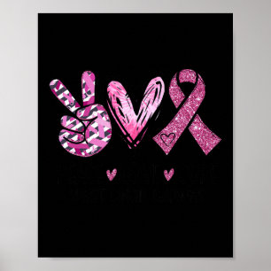 Love Cure Pink Ribbon Cancer Breast Awareness Poster