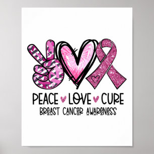 Love Cure Pink Ribbon Cancer Breast Awareness  Poster