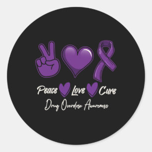 Love Cure Purple Drug Overdose Awareness  Classic Round Sticker