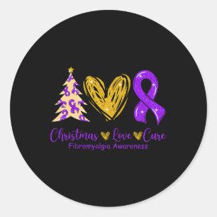Love Cure Purple Ribbon Fibromyalgia Awareness 1  Classic Round Sticker
