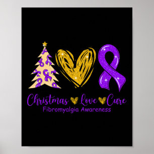 Love Cure Purple Ribbon Fibromyalgia Awareness 1 Poster