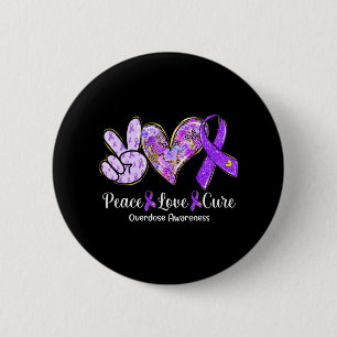 Love Cure Purple Ribbon Overdose Awareness Gifts 6 Cm Round Badge