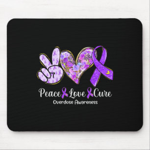 Love Cure Purple Ribbon Overdose Awareness Gifts Mouse Pad