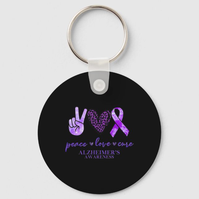 Love Cure Ribbon Leopard Alzheimerheimer Brain Awa Key Ring (Front)