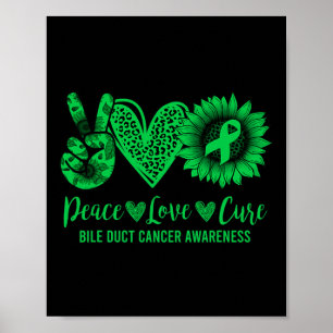 Love Cure Sunflower Bile Duct Cancer Awareness War Poster