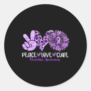 Love Cure Sunflower Leopard Overdose Awareness Classic Round Sticker
