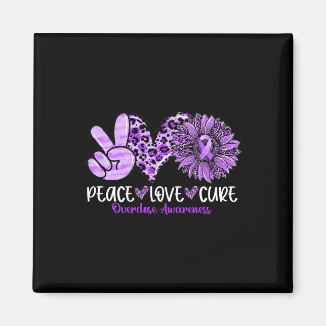 Love Cure Sunflower Leopard Overdose Awareness  Magnet (Front)