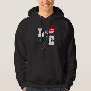 Love Curling Rock Broom American Flag USA Winter I Hoodie