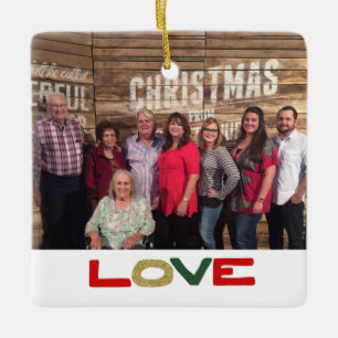 Love Custom 2-Sided Family Photo Christmas Ceramic Tree Decoration