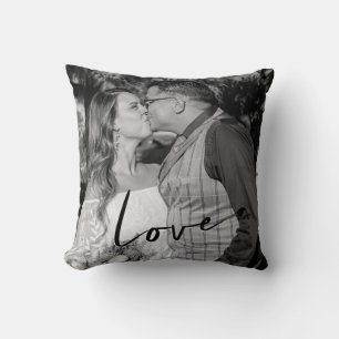 Love Custom Black and White Photo Cushion