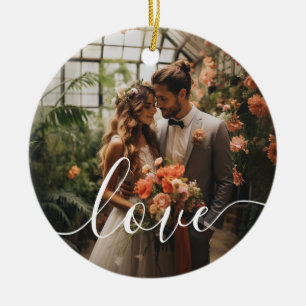 'Love' Custom couple photo Ceramic Ornament