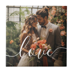 'Love' Custom couple photo Ceramic Tile