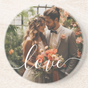'Love' Custom couple photo Coaster
