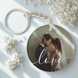 'Love' Custom couple photo Key Ring