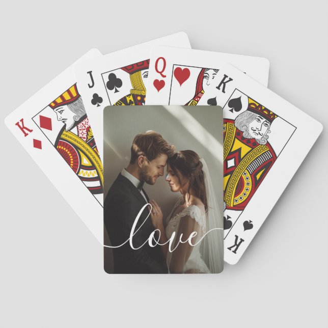 'Love' Custom couple photo Luggage Tag Playing Cards (Back)