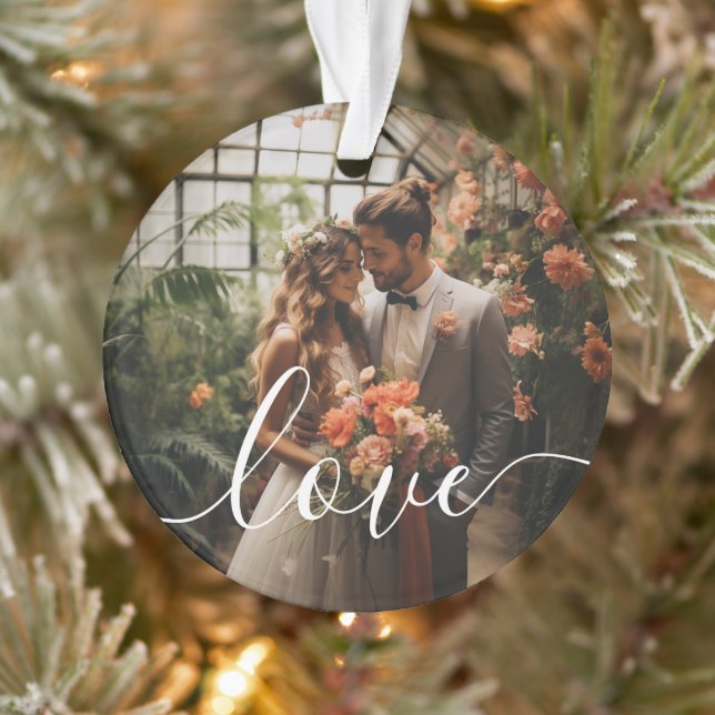 'Love' Custom couple photo Ornament (Tree)