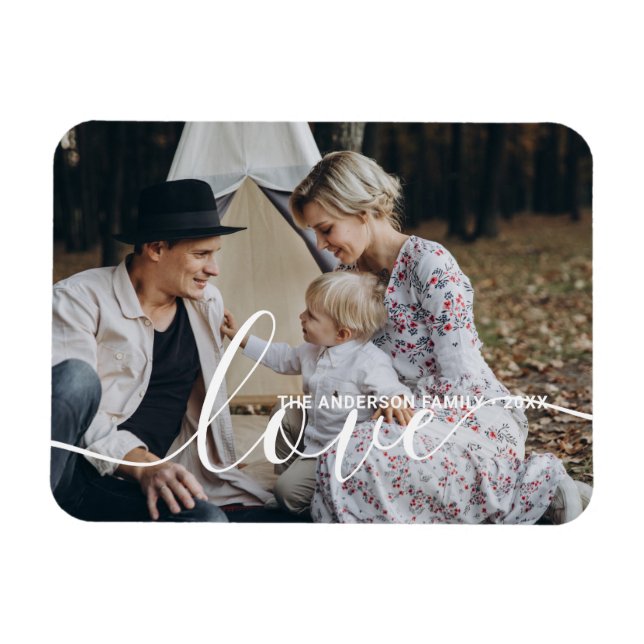 'Love' Custom family photo with custom name Magnet (Horizontal)