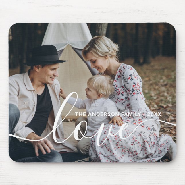 'Love' Custom family photo with custom name Mouse Pad (Front)