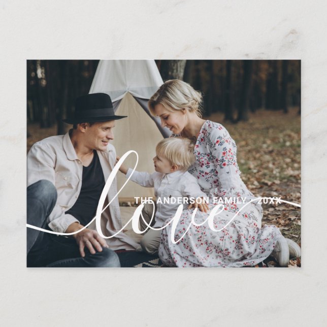 'Love' Custom family photo with custom name Postcard (Front)