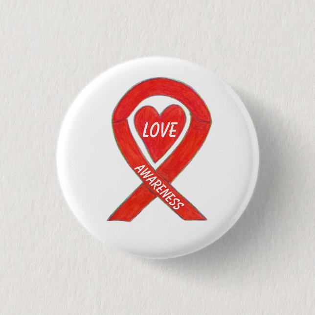 Love Custom Heart Awareness Ribbon Pins (Front)
