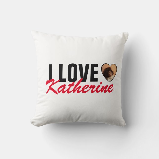 Love Custom Photo Heart and Name Poster Cushion (Front)
