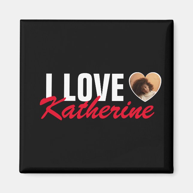 Love Custom Photo Heart and Name Poster Magnet (Front)