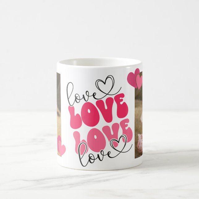 LOVE Custom Photos Hearts Valentine's Day Mug (Center)