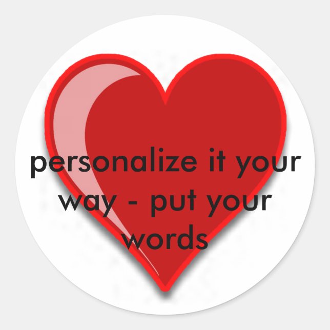 Love - Custom Red Heart Add Your Text Classic Round Sticker (Front)