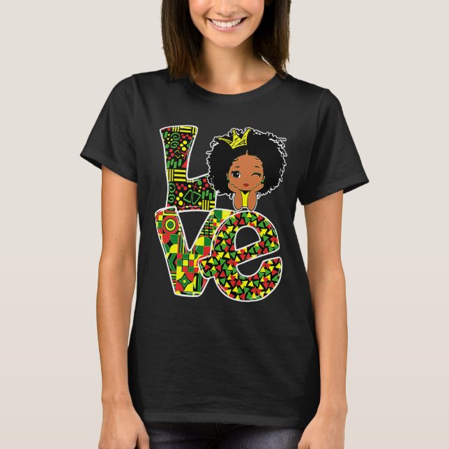 LOVE Cute African Toddler Girls Black History Mont T-Shirt (Front)