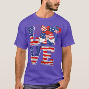 LOVE Cute American Flag Gnome Lover Fireworks 4th T-Shirt
