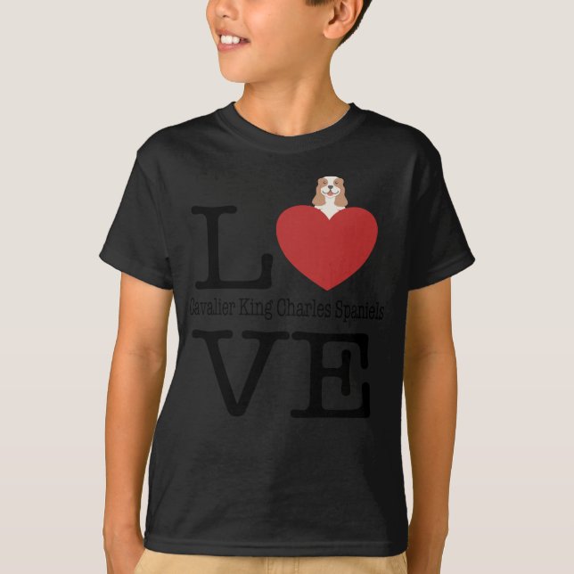 Love Cute Cavalier King Charles Spaniel T-Shirt (Front)