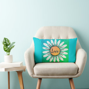 LOVE Cute Daisy Flower Lumbar Cushion