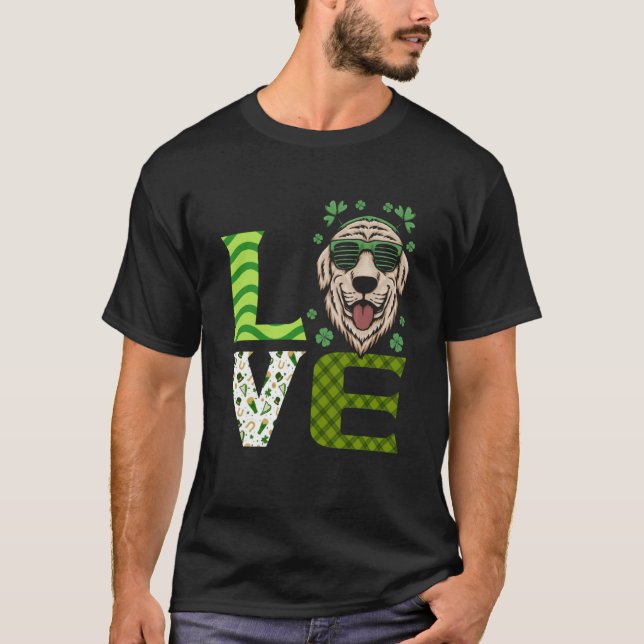Love Cute Dog Animal Rights St Patrick's Day Famil T-Shirt (Front)