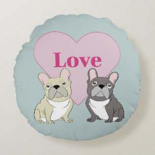 Love - cute dogs round cushion