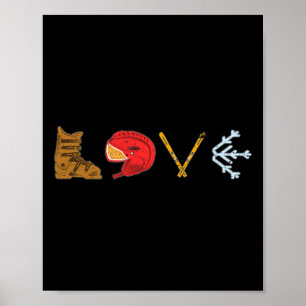 Love Cute Downhill Snow Skiing Winter Sports Alpin Poster