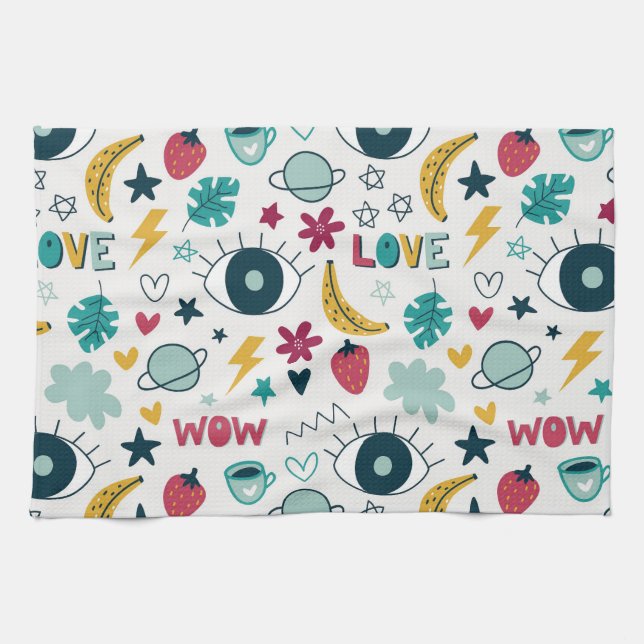 Love cute eye design tea towel (Horizontal)