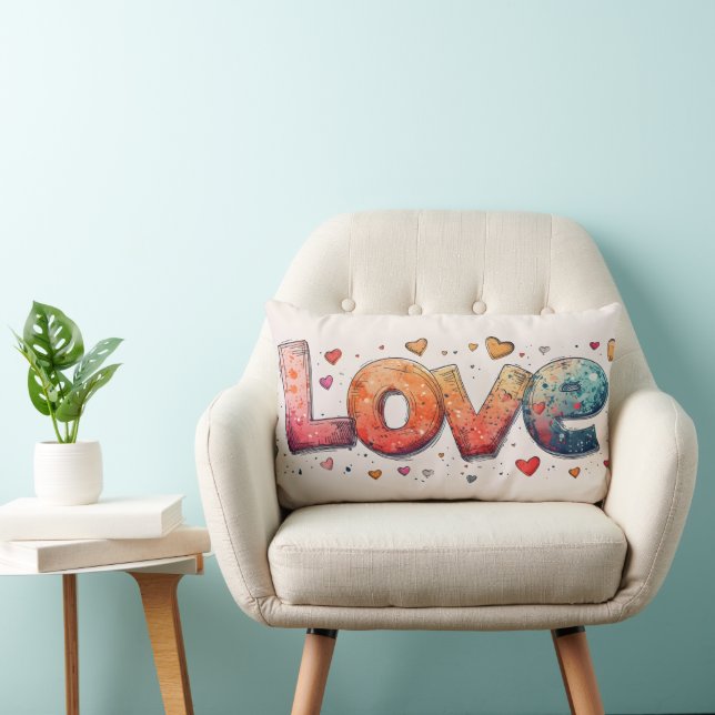 Love Cute Graffiti Lumbar Cushion (Chair)
