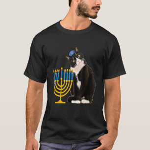 LOVE Cute Hanukkah Cat Dreidel Menorah Chanukah Ca T-Shirt
