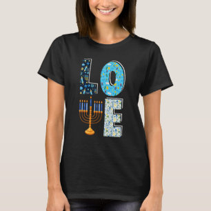 Love Cute Hanukkah Decoration Menorah Pajama Match T-Shirt